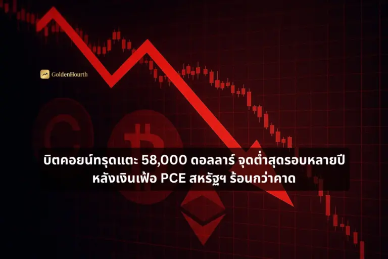 บิตคอยน์ทรุดแตะ 58,000 ดอลลาร์ จุดต่ำสุดรอบหลายปี หลังเงินเฟ้อ PCE สหรัฐฯ ร้อนกว่าคาด