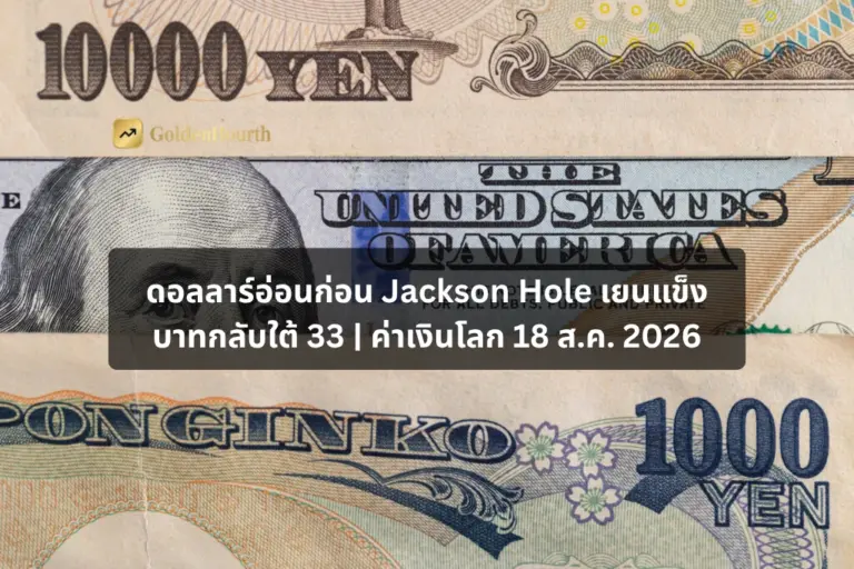 ดอลลาร์อ่อนก่อน Jackson Hole เยนแข็ง บาทกลับใต้ 33 | ค่าเงินโลก 18 ส.ค. 2026